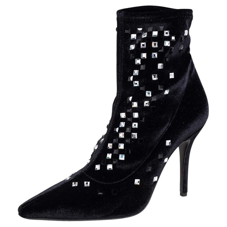 Black Velvet Ankle Boots - 37 For Sale on 1stDibs