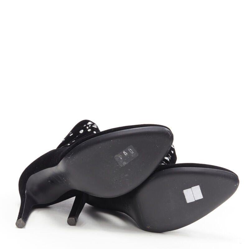 GIUSEPPE ZANOTTI black velvet crystal jewel embellished pull on sock bootie EU39 For Sale 1