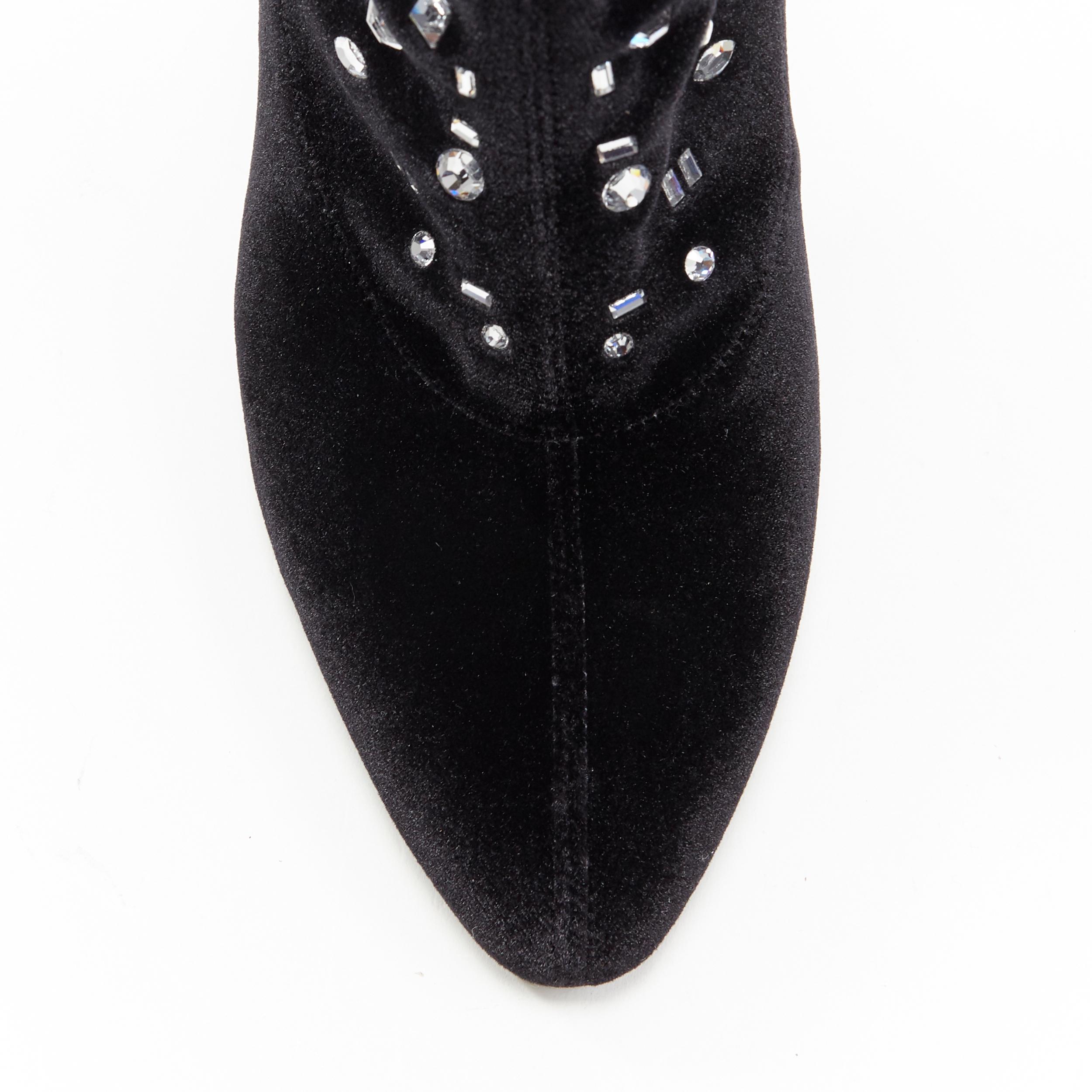 GIUSEPPE ZANOTTI black velvet crystal jewel embellished pull on sock bootie EU39 1