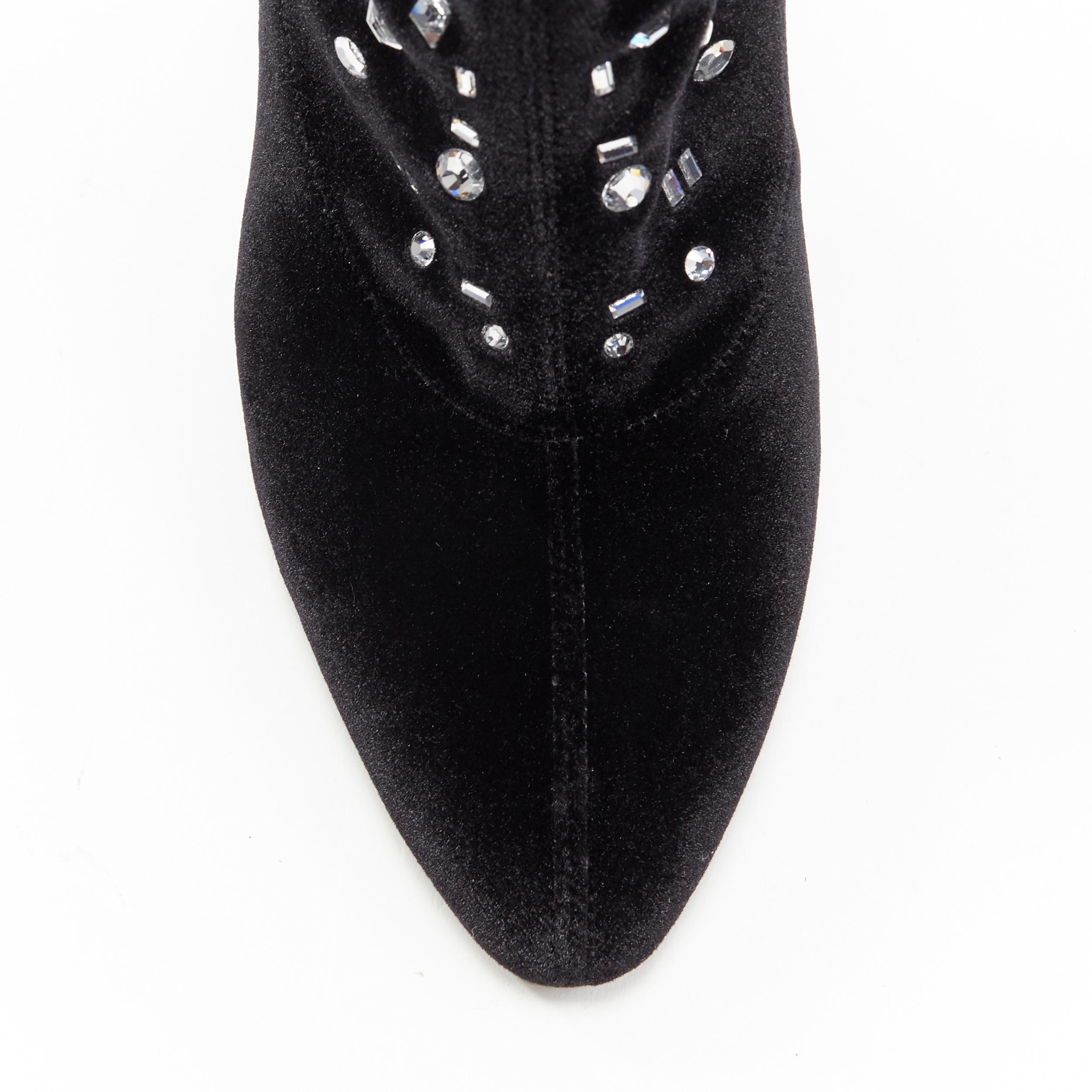GIUSEPPE ZANOTTI black velvet crystal jewel embellished pull on sock bootie EU39 For Sale 1