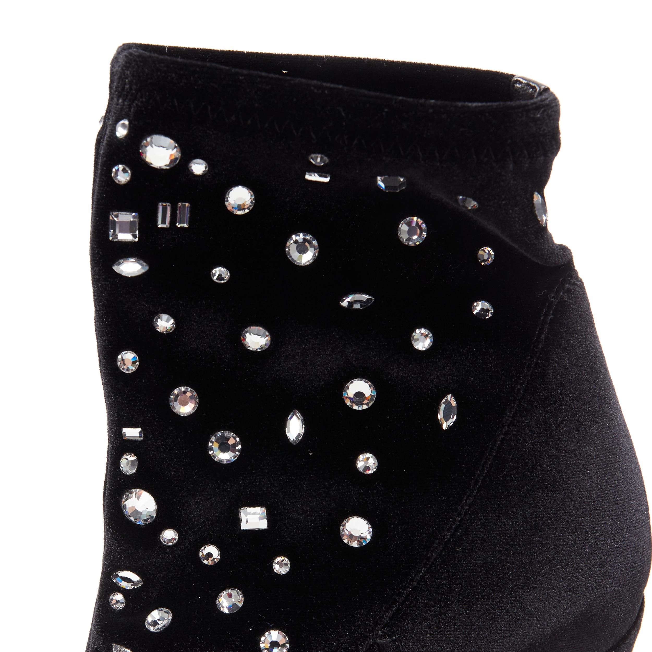 GIUSEPPE ZANOTTI black velvet crystal jewel embellished pull on sock bootie EU39 3