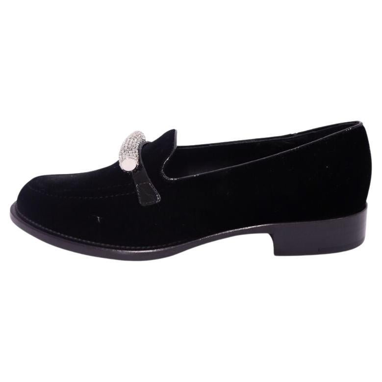 Giuseppe Zanotti - Mocassini in velluto nero - EU 37 in vendita