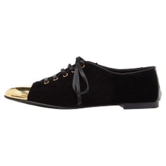 Giuseppe Zanotti Black Velvet Metal Cap Toe Oxfords Size 38 Giuseppe Zanotti Black Velvet Metal Cap Toe Oxfords Size 38