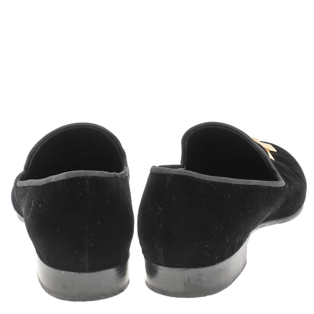 Giuseppe Zanotti Black Velvet Slip On Smoking Slippers Size 42 In Good Condition For Sale In Dubai, Al Qouz 2