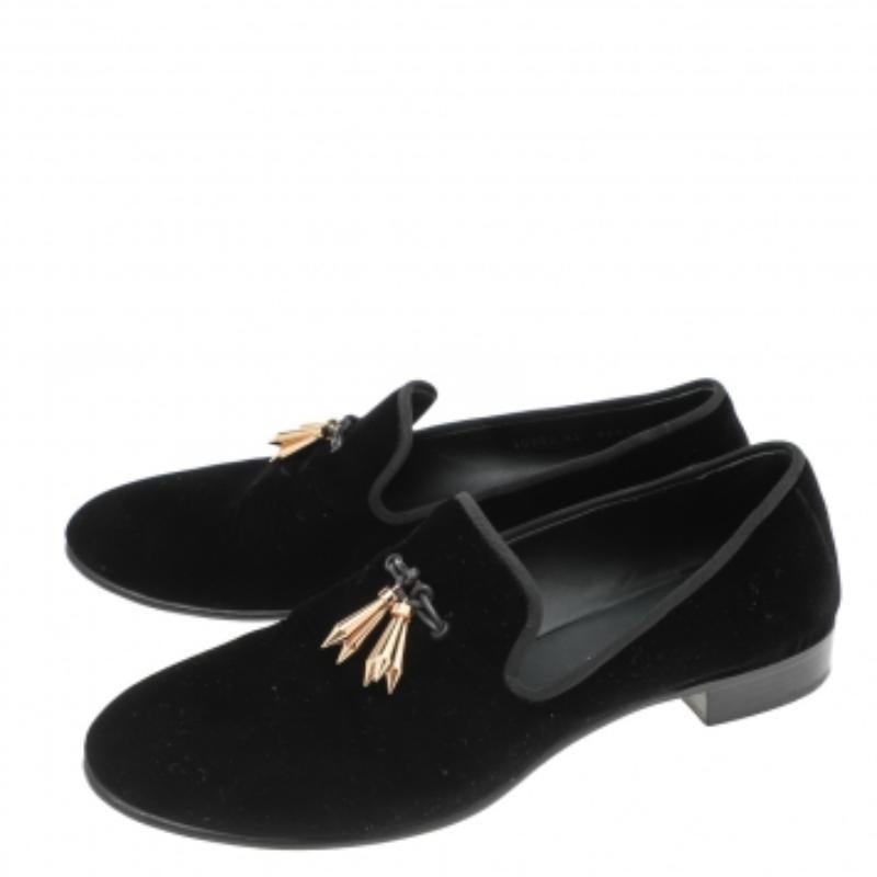 Giuseppe Zanotti Chaussons de smoking en velours noir Taille 42 en vente 2