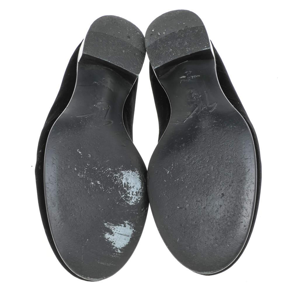 Giuseppe Zanotti Black Velvet Slip On Smoking Slippers Size 42 For Sale 3