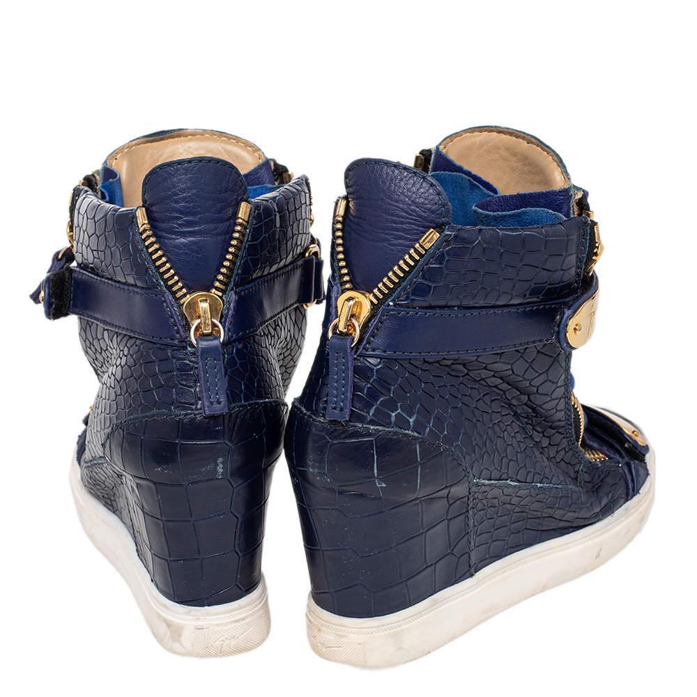 blue wedge trainers