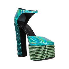 Giuseppe Zanotti Blau Metallic Bebe Strass Heels Größe IT 38.5
