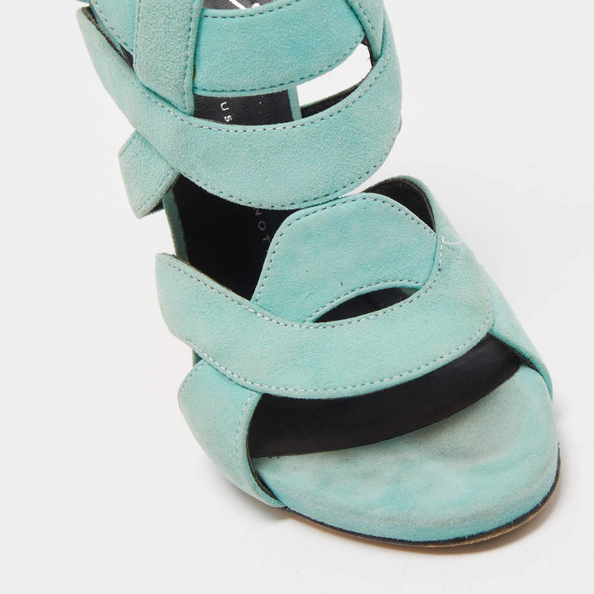 Giuseppe Zanotti Blue Suede Ankle Strap Sandals Size 35 For Sale 3