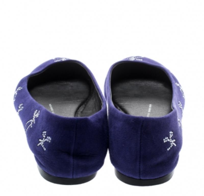 Donna Giuseppe Zanotti Ballerine in camoscio blu impreziosite da cristalli taglia 36 in vendita