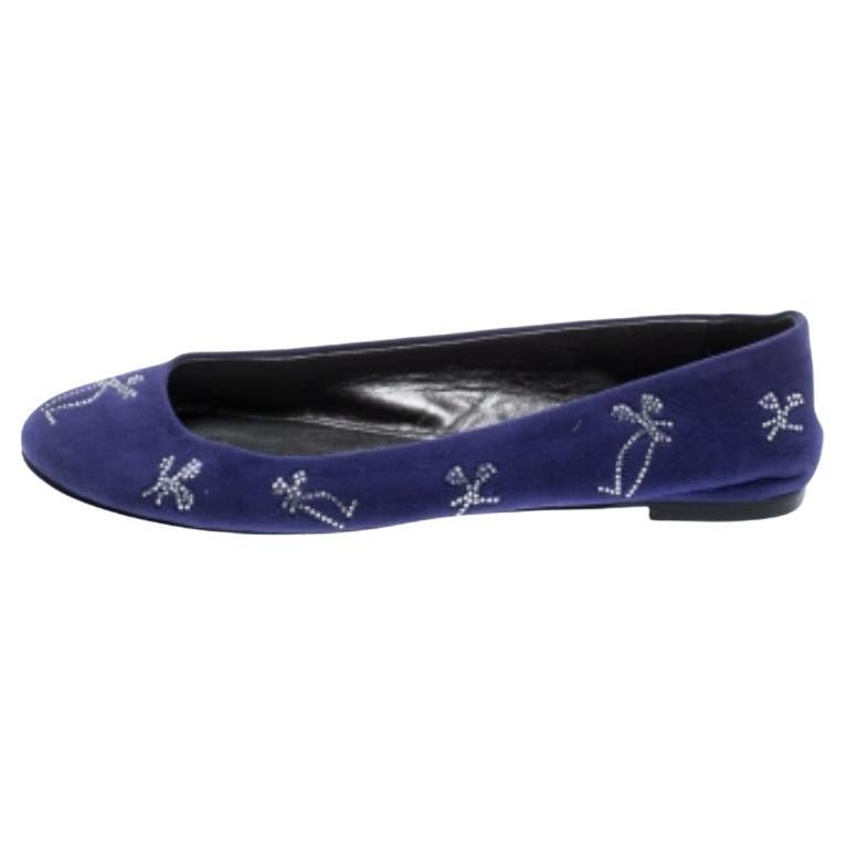Giuseppe Zanotti Ballerine in camoscio blu impreziosite da cristalli taglia 36 in vendita
