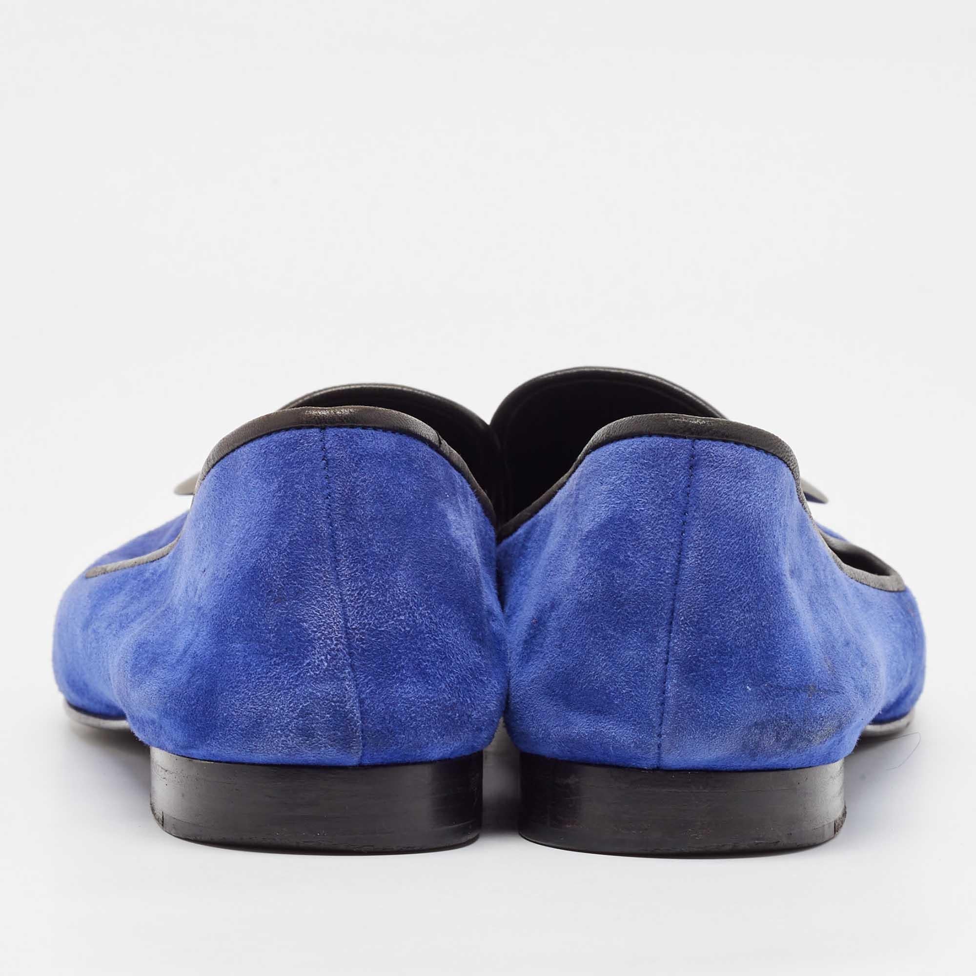 Giuseppe Zanotti Blue Suede Kevin Loafers Size 43 For Sale 1