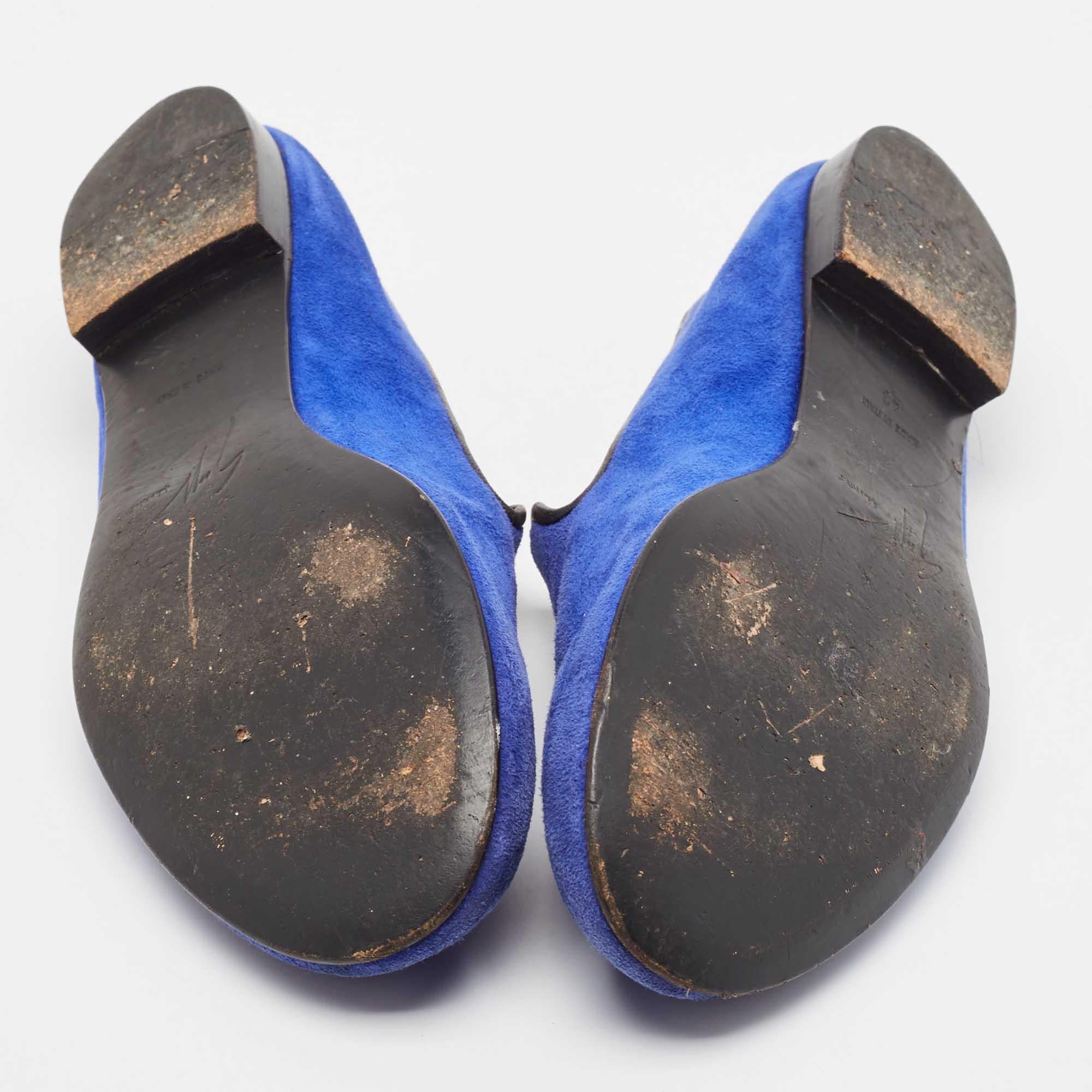 Giuseppe Zanotti Blue Suede Kevin Loafers Size 43 For Sale 2