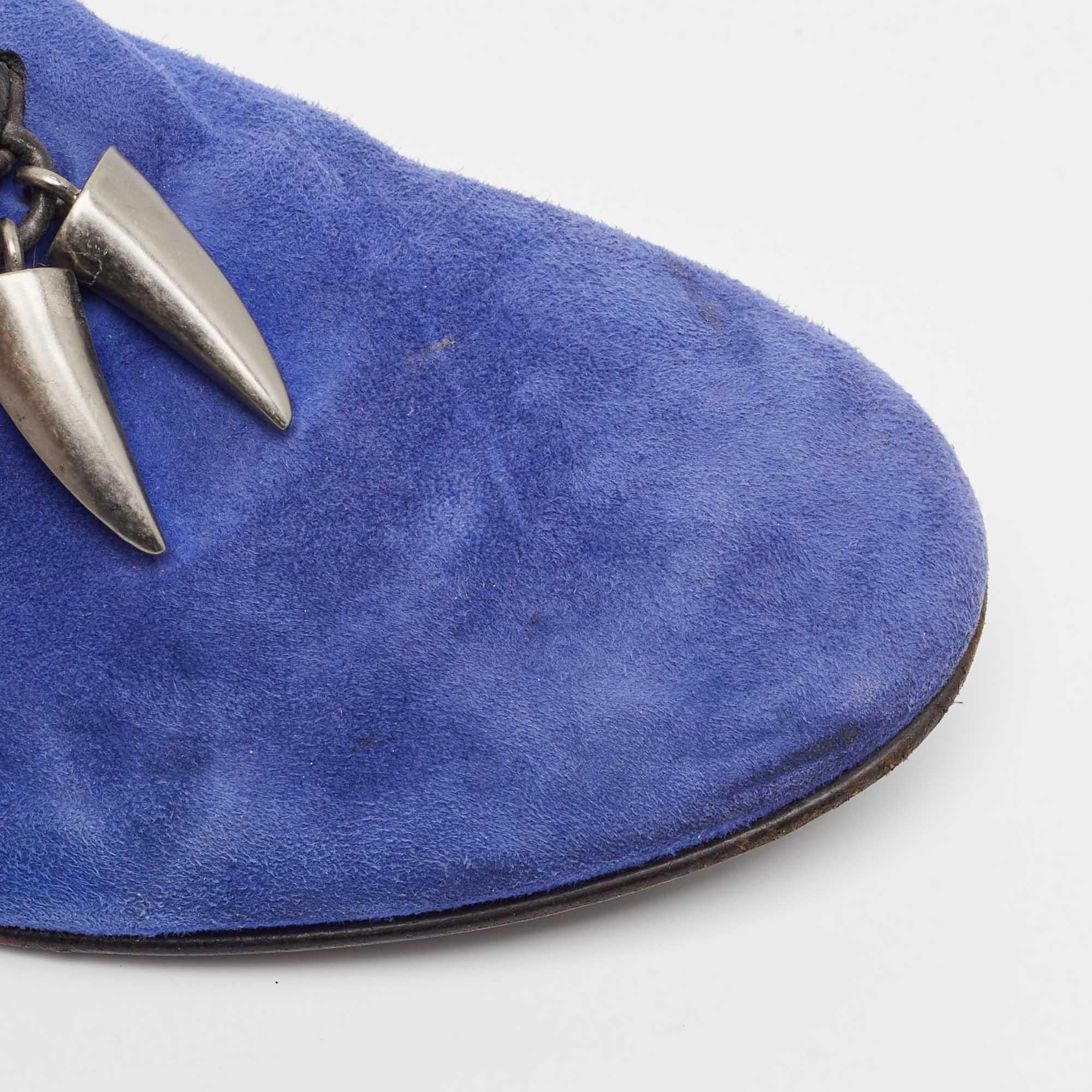 Giuseppe Zanotti Blue Suede Kevin Loafers Size 43 For Sale 3