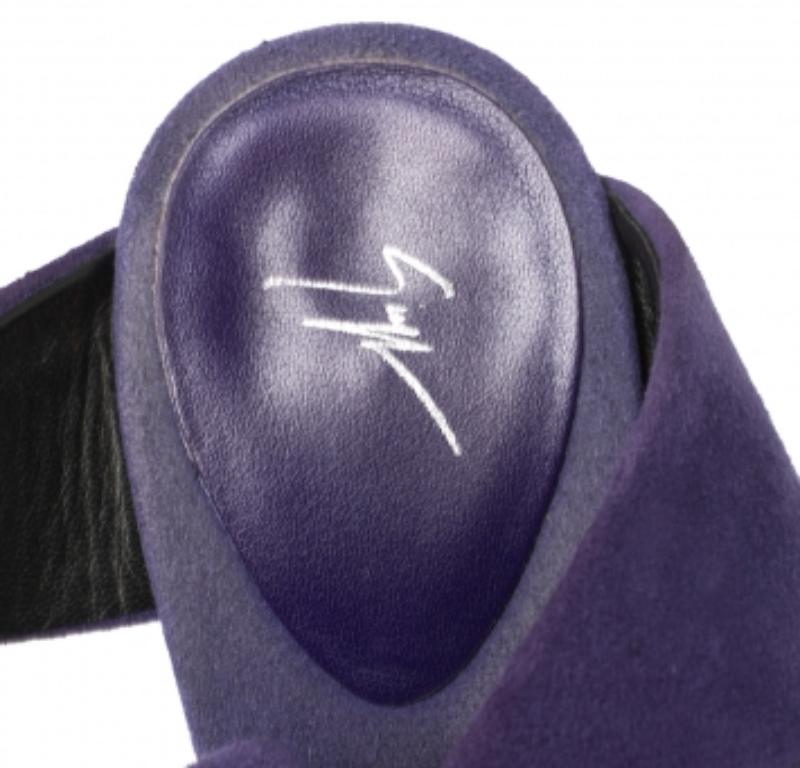 Giuseppe Zanotti Blau Wildleder Metall Heel Knöchel Wickel-Sandalen mit offener Zehe Größe 36 im Angebot 3