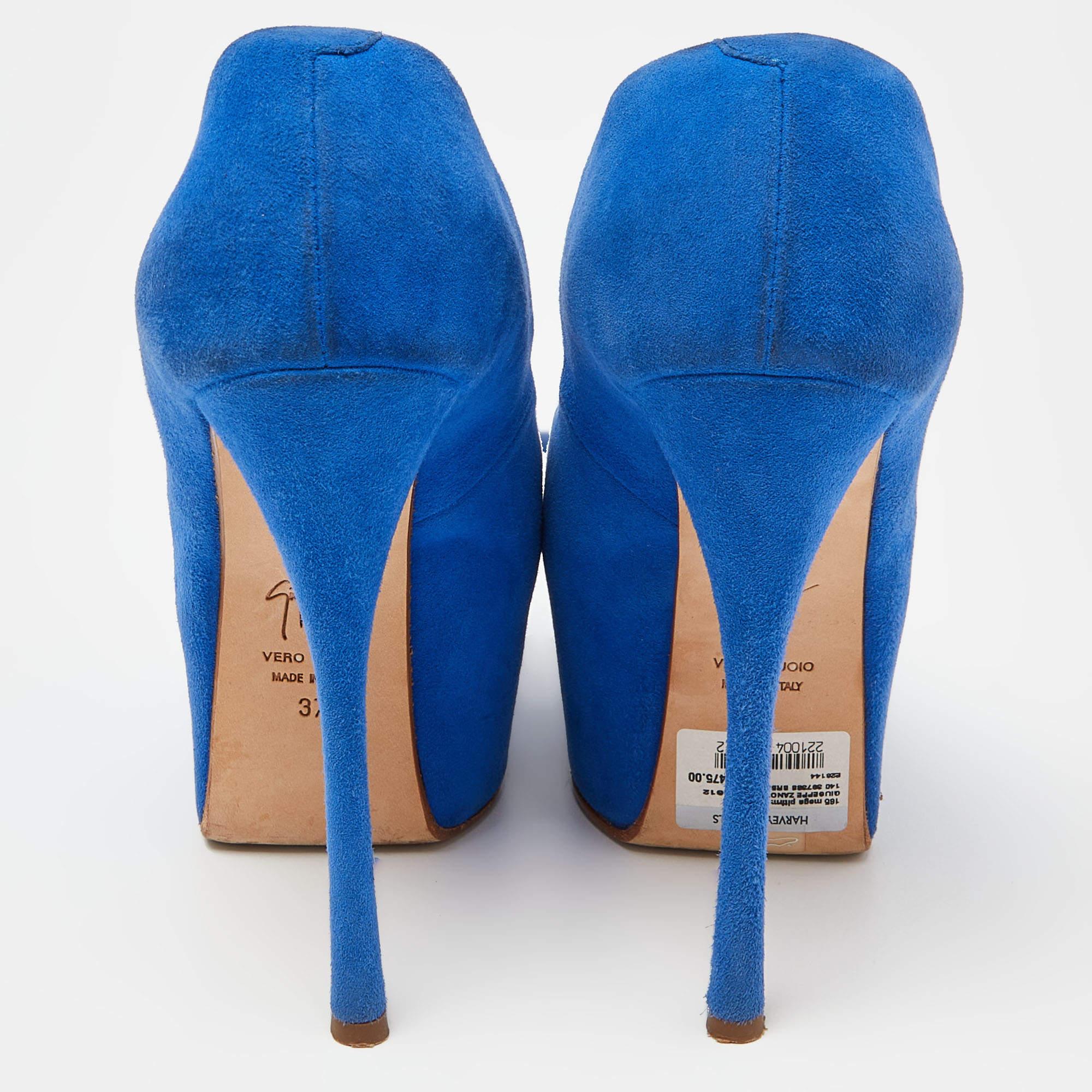 Giuseppe Zanotti escarpins à bout ouvert en daim bleu taille 37 Pour femmes en vente
