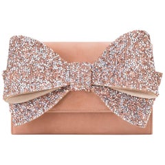 Giuseppe Zanotti Blush Crystal Evening Wristlet Clutch Bag