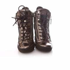 Giuseppe Zanotti, Bronze coloured high shine wedge sneakers