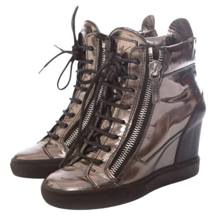 Giuseppe Zanotti, baskets compensées haute brillance couleur bronze