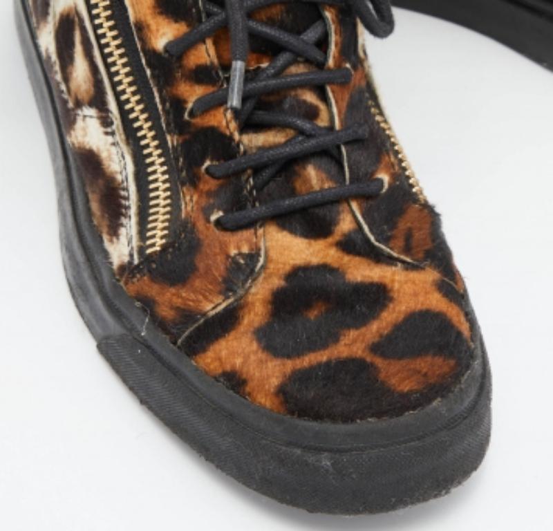 De las mujeres Giuseppe Zanotti Zapatillas altas de cordones con estampado de leopardo marrón/negro 37 en venta