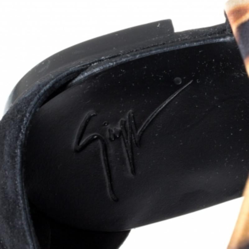 Giuseppe Zanotti Brown/Black Satin Sandals Size 39 For Sale 1