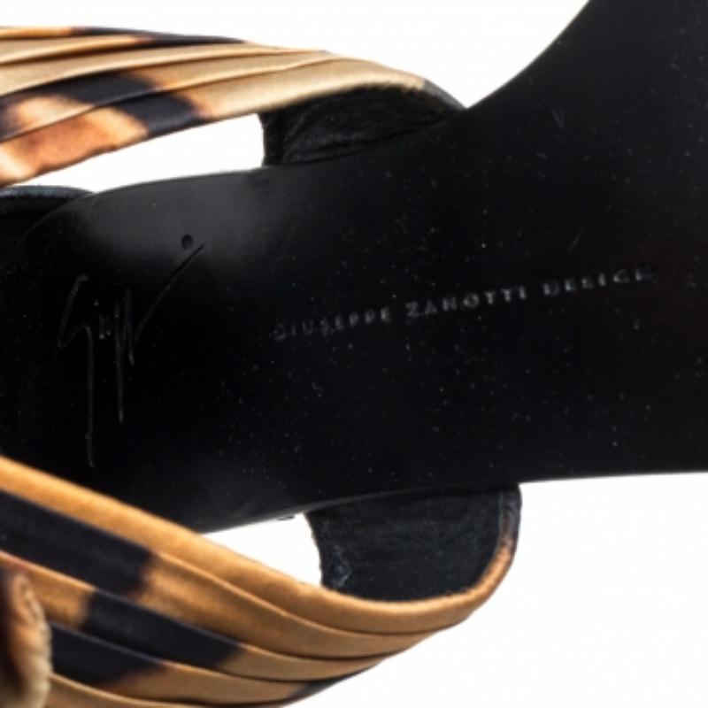 Giuseppe Zanotti Brown/Black Satin Sandals Size 39 For Sale 2
