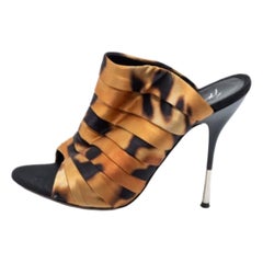 Giuseppe Zanotti Brown/Black Satin Slide Mule Sandals Size 38.5