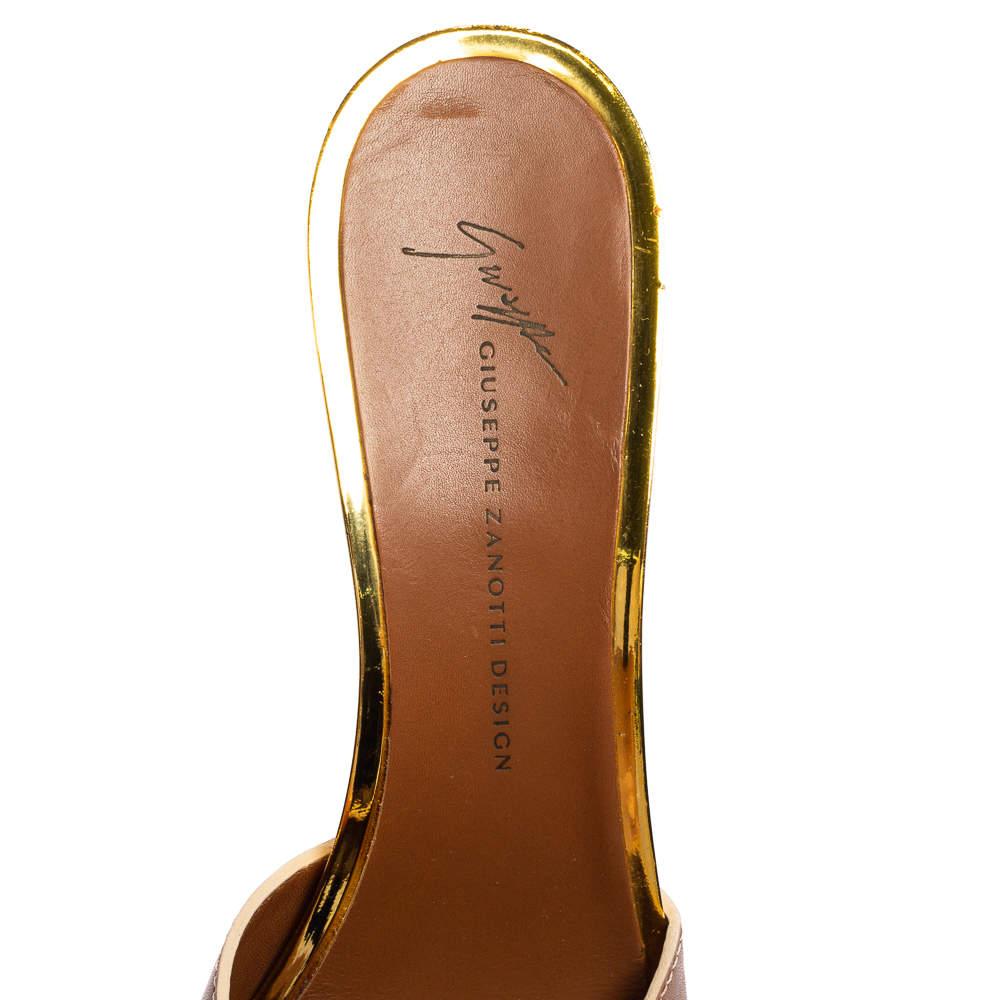 Giuseppe Zanotti Brown/Gold Leather Slide Clogs Size 41 For Sale 2