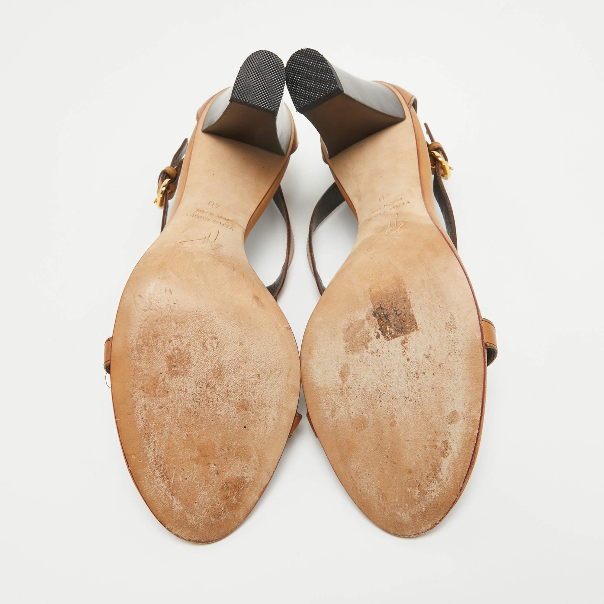 Giuseppe Zanotti Brown Leather Ankle Strap Sandals Size 40 2