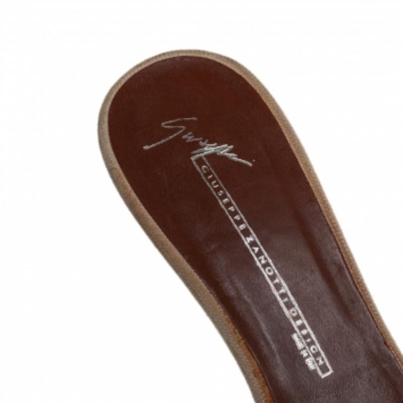 Women's Giuseppe Zanotti Brown Leather Buckle Detail Slide Sandals Size 40 For Sale