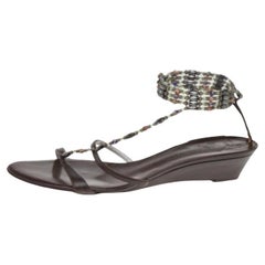 Giuseppe Zanotti Brown Leather Embellished Sandals Size 41