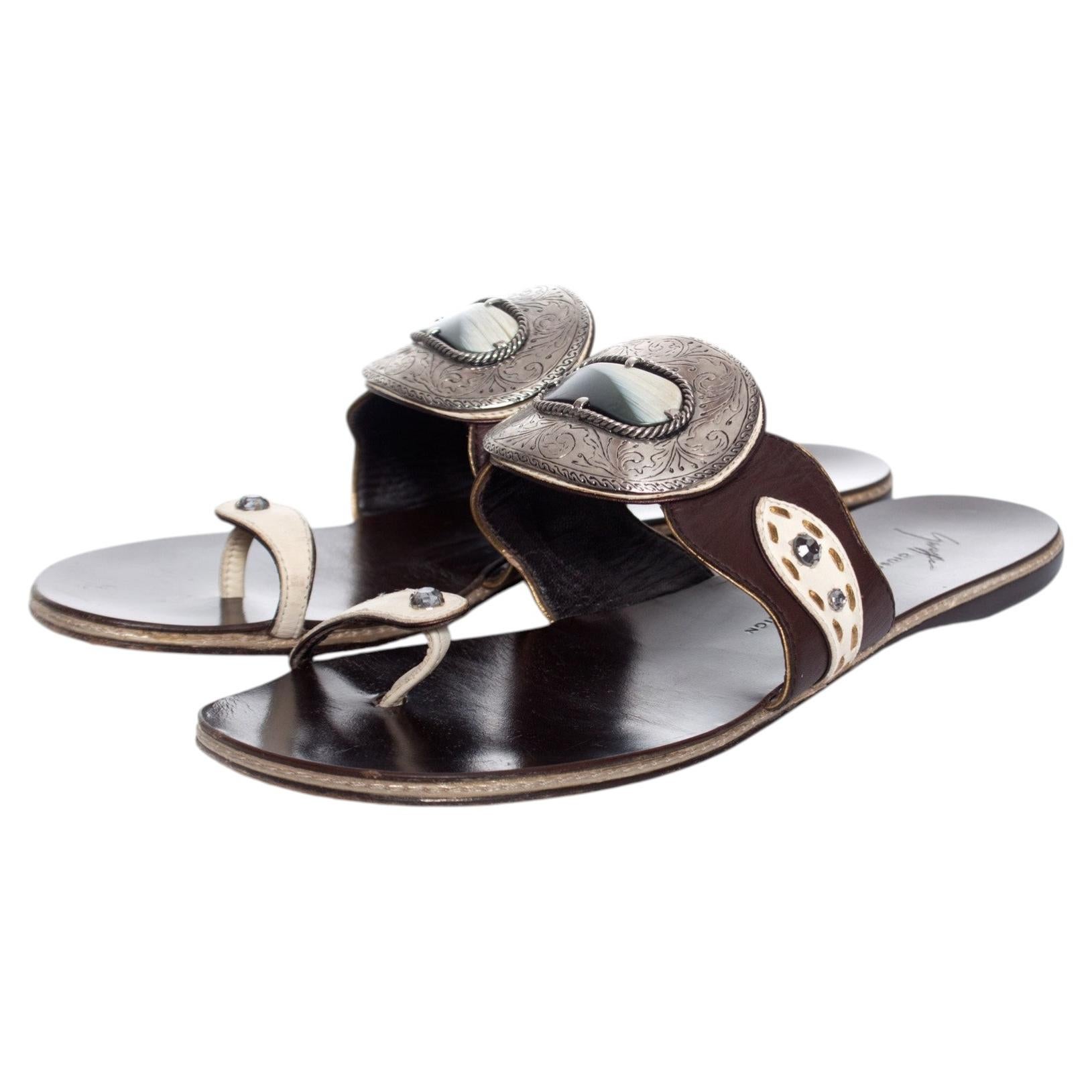 Giuseppe Zanotti, Braune Ledersandalen