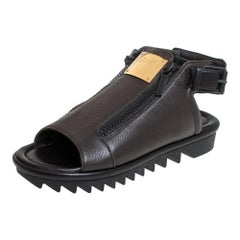 Giuseppe Zanotti Brown Leather Zipper Detail Slingback Sandals Size 42