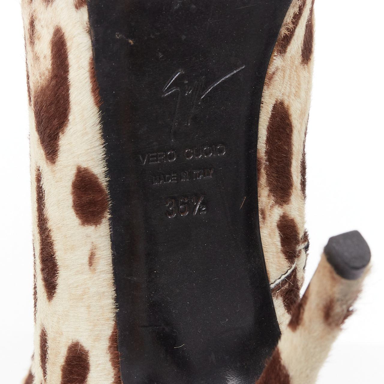 GIUSEPPE ZANOTTI brown nude leopard print platform high heel boots EU36.5 For Sale 4