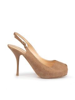 Giuseppe Zanotti Brown Patterned Leather Slingback Sandals Size IT 38.5