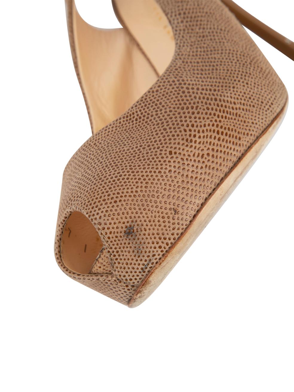 Giuseppe Zanotti Sandales à talon en cuir marron à motifs Taille IT 38.5 Bon état - En vente à London, GB