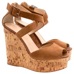 Giuseppe Zanotti Brown Platform Wedge Sandals 37 