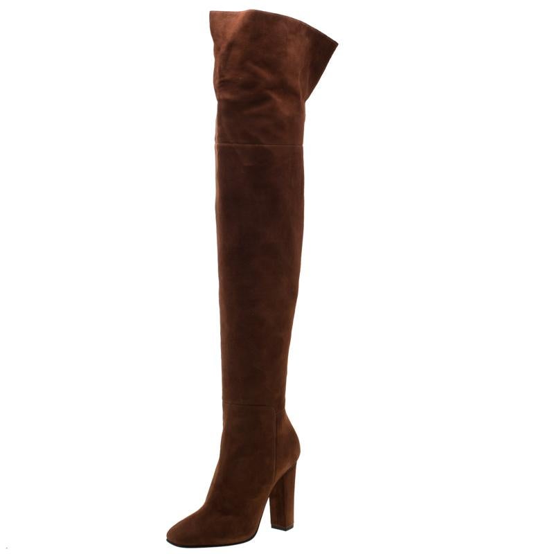 We are swooning over this pair of boots from Giuseppe Zanotti as they are well-made and utterly gorgeous! They are crafted from suede as over-the-knee and designed with square toes, side zippers and 10.5 cm heels. The boots are simply