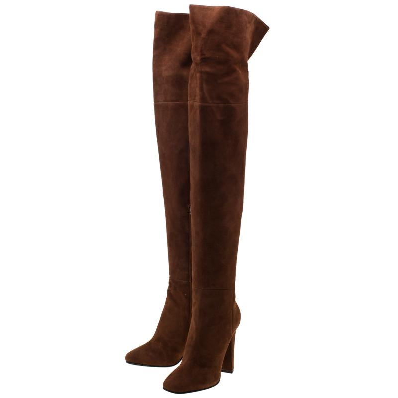 Giuseppe Zanotti Brown Suede Alabama Over The Knee Boots Size 37 1