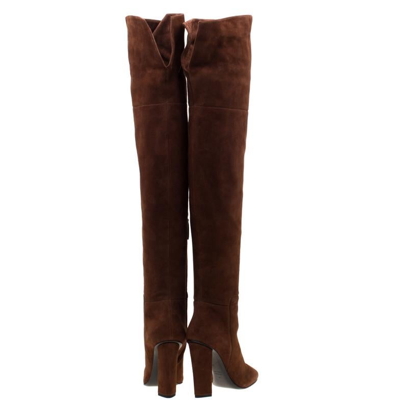 Women's Giuseppe Zanotti Brown Suede Alabama Over The Knee Boots Size 38