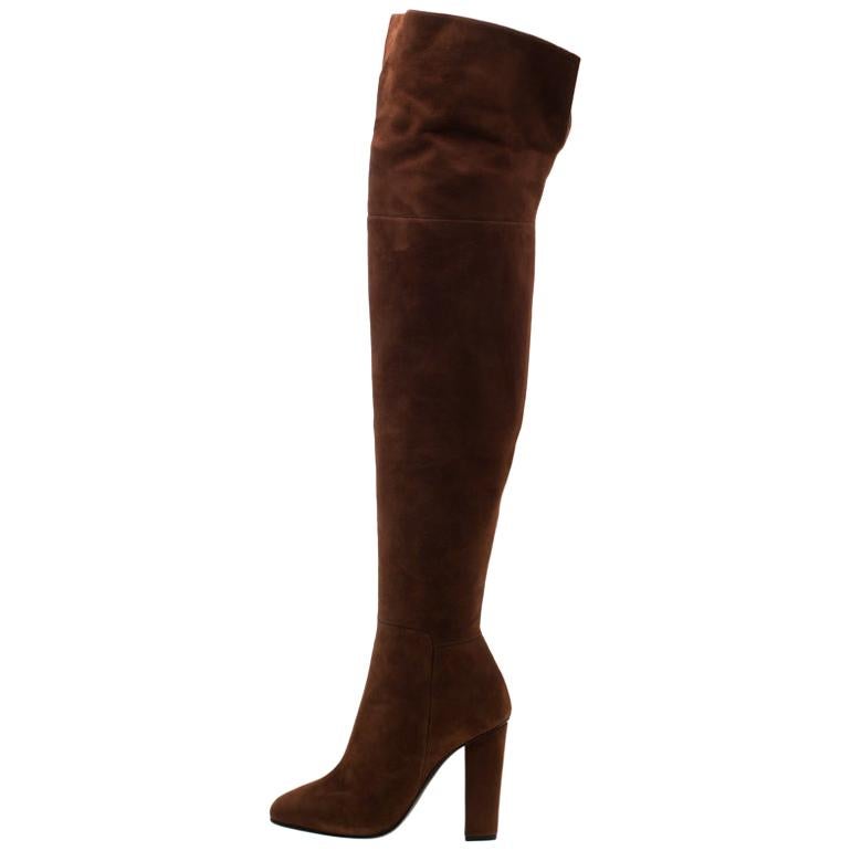 Giuseppe Zanotti Brown Suede Alabama Over The Knee Boots Size 38