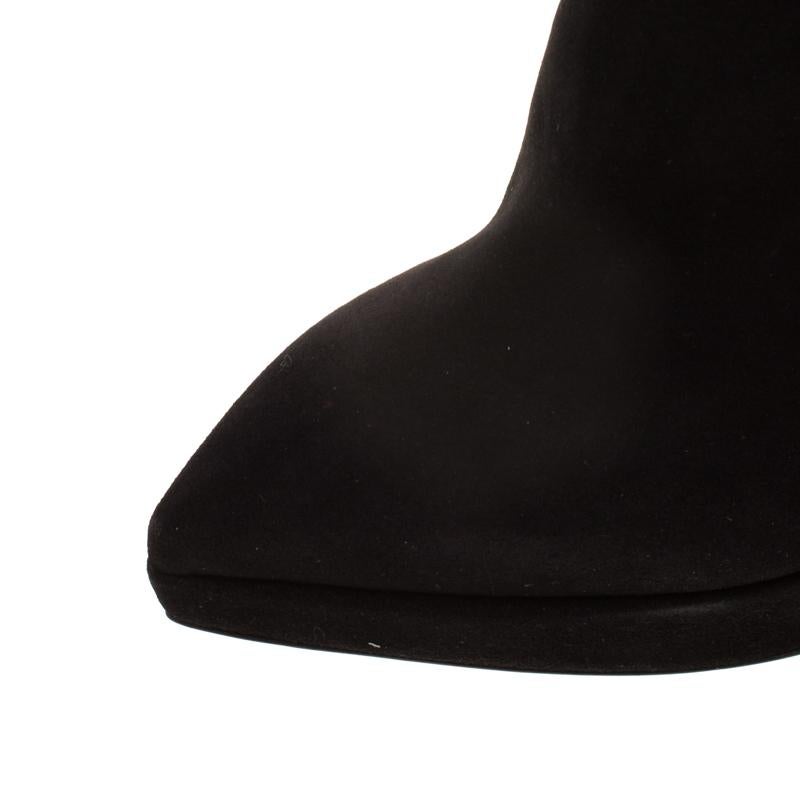 Giuseppe Zanotti Brown Suede Pyramid Stud Platform Knee Boots Size 37 1