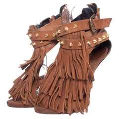 Giuseppe Zanotti, brown suede sandals with fringes