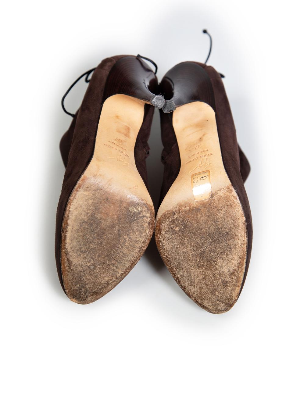 Giuseppe Zanotti Botines de tacón de aguja de ante marrón Talla IT 37 en Bueno estado para la venta en London, GB