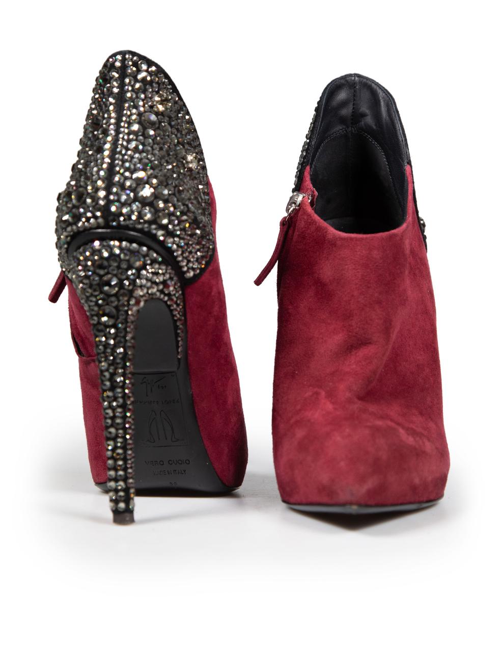 Marron Giuseppe Zanotti - Bottes en daim et cristal bordeaux, taille IT 39 en vente