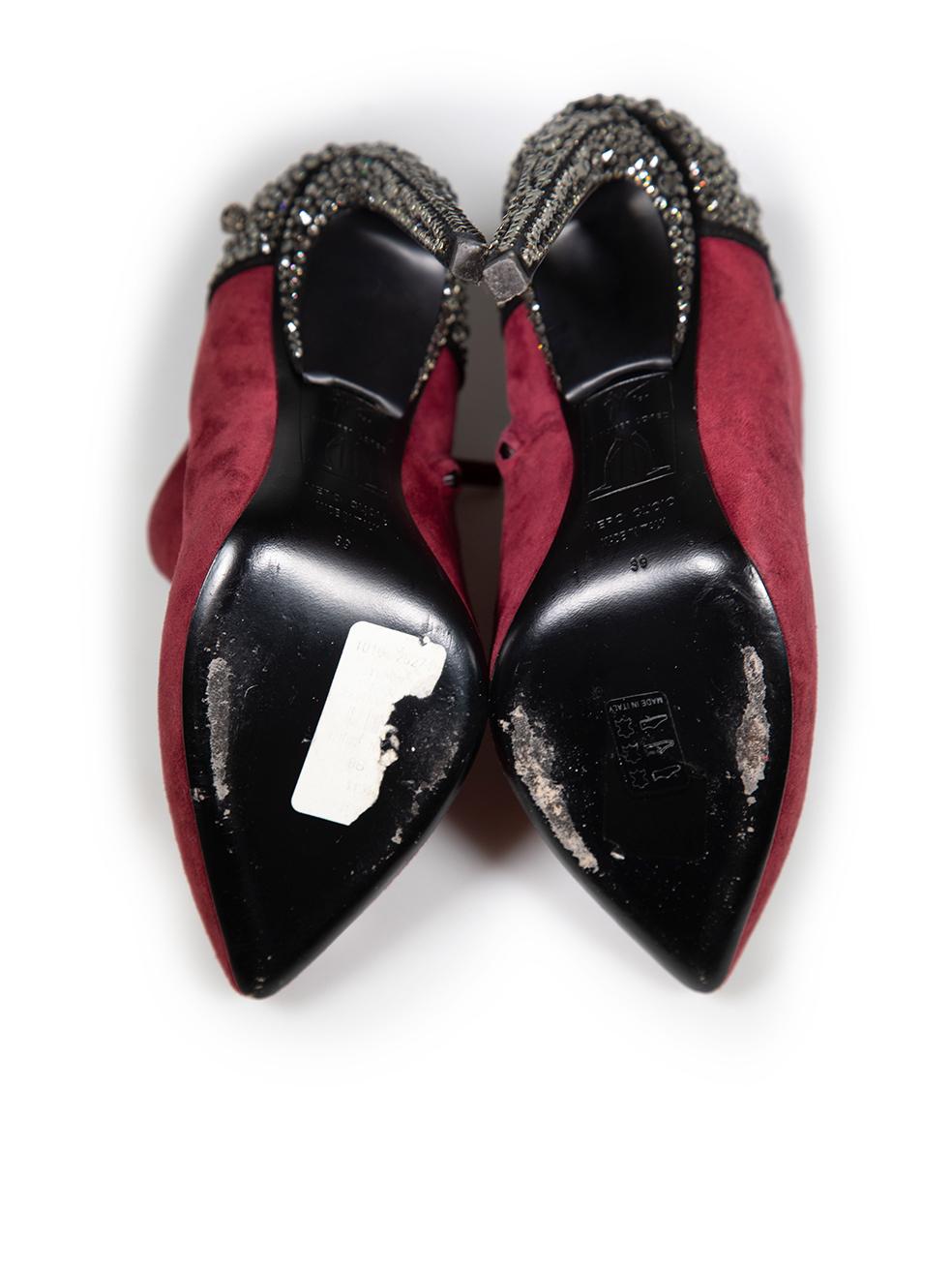 Giuseppe Zanotti - Bottes en daim et cristal bordeaux, taille IT 39 Excellent état - En vente à London, GB