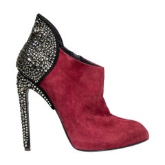 Giuseppe Zanotti Burgundy Suede Crystal Boots Size IT 39