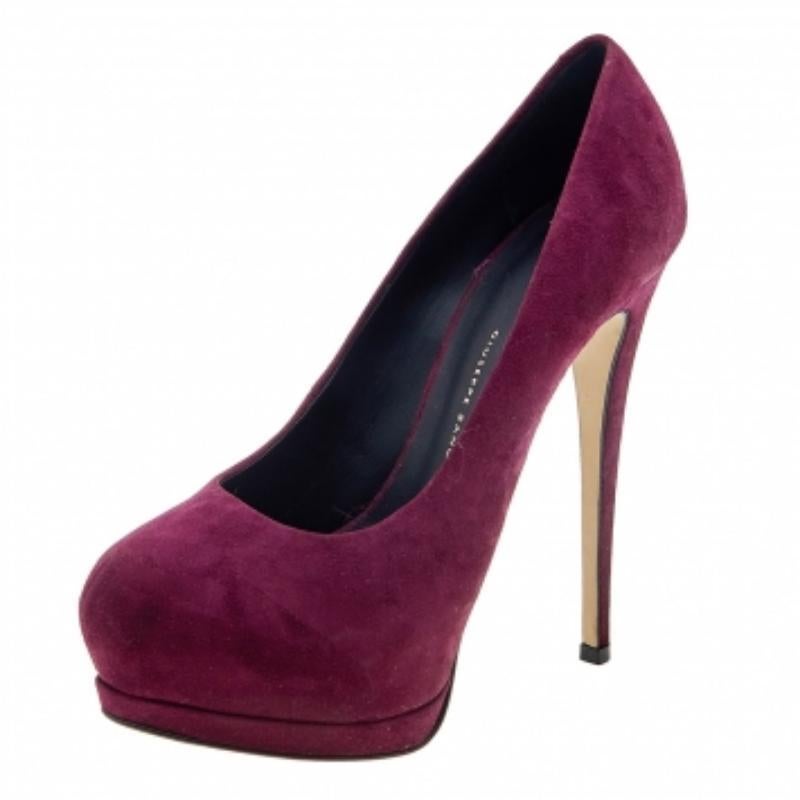 There are some shoes that stand the test of time and fashion cycles, these timeless Giuseppe Zanotti pumps are the one. Crafted from suede in a burgundy shade, they are designed with sleek cuts, round-toes, and tall heels.