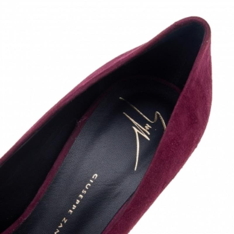 Women's Giuseppe Zanotti  Burgundy Suede Platform Pumps Size 37.5 For Sale