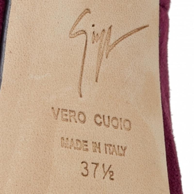Giuseppe Zanotti  Burgundy Suede Platform Pumps Size 37.5 For Sale 1